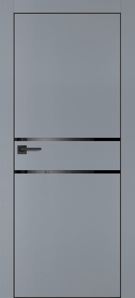 Межкомнатная дверь PX-18 черная кромка с 4-х ст. Серый матовый